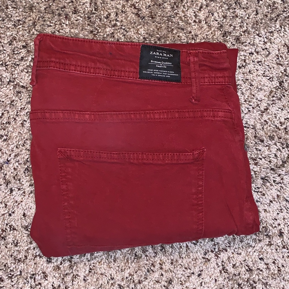 Men’s Red Zara Carrot Fit Jeans